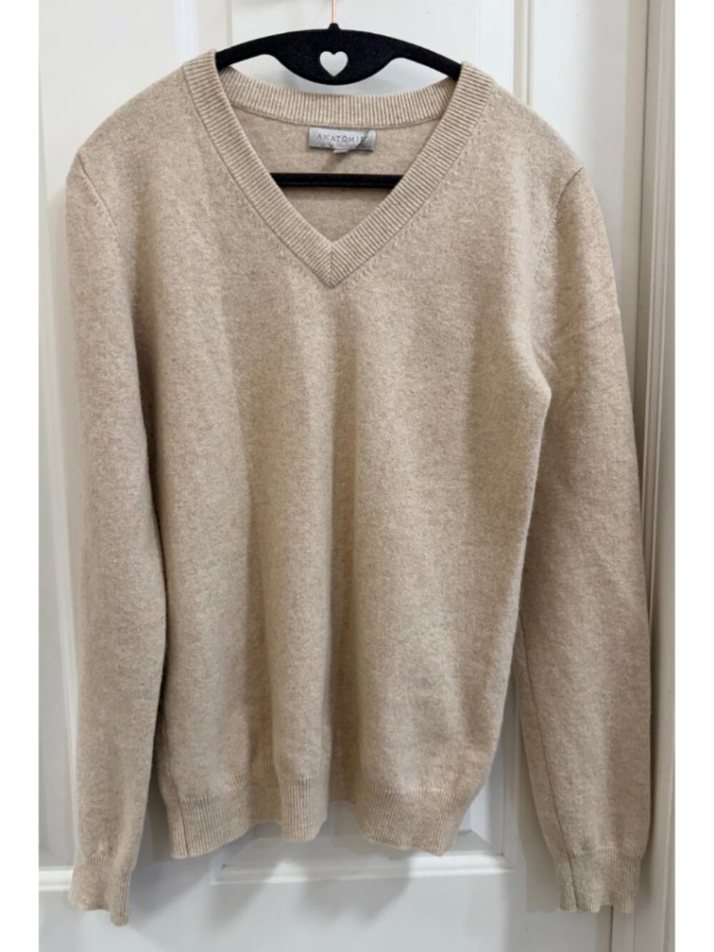 Anatomie Oatmeal 95% Cashmere Blend V-Neck Sweater Small